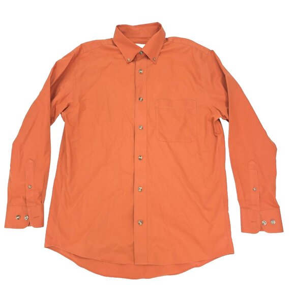 Cabelas Outfitter Series Button Shirt Mens M/L Reg/Norm Orange Copper Solid - Picture 1 of 9